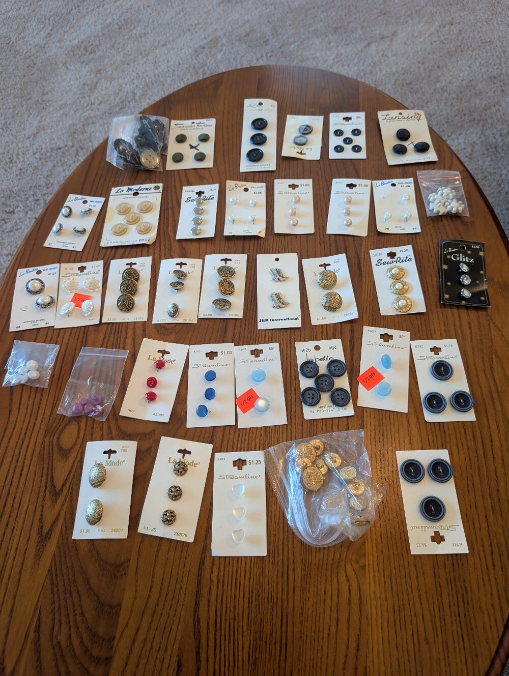 Vintage Mixed Buttons Lot - Various Colors/Styles - Over 35 Packs